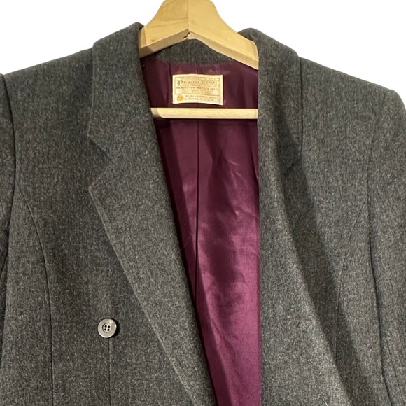 Vtg Pendleton Wool Double Breasted Blazer Jacket Gray Classic‎ preppy Academia - Picture 3 of 13